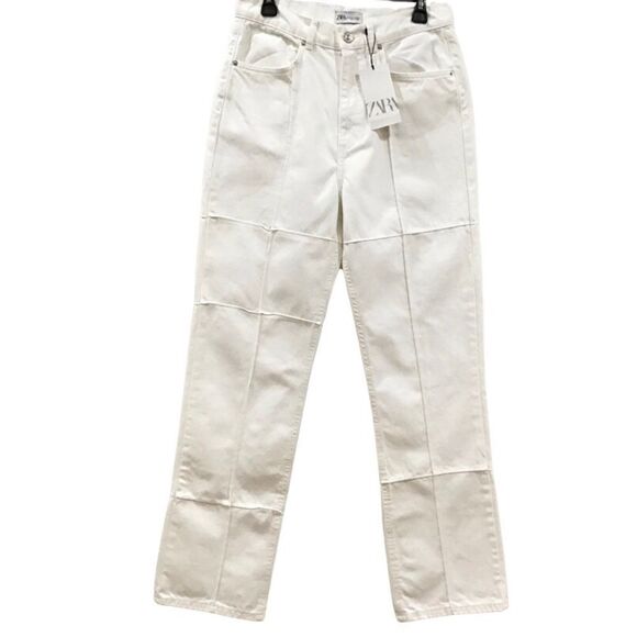 High Waisted Jeans, White, Zara, Size 10 - Picture 1 of 8